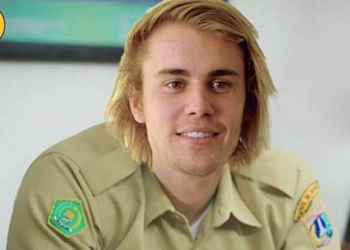 Ilustrasi Justin Bieber mengenakan seragam  PNS
