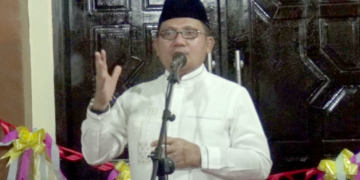 Walikota Kota Gorontalo, Marten Taha saat memberikan sambutan pada peresmian Masjid Al Affar, Kecamatan Dumbo Raya, Sabtu (2/2/2019).