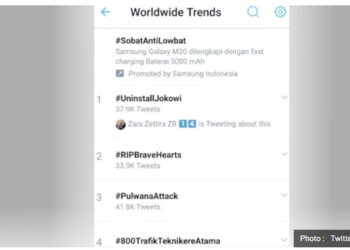 Screen capture #uninstaljokowi di akun twiter.