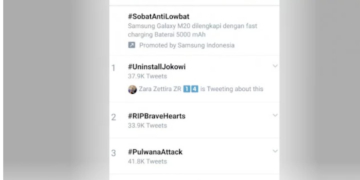 Screen capture #uninstaljokowi di akun twiter.