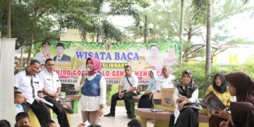 Kegiatan Wisata Baca yang digelar di Ruang Terbuka Hijua, Rabu (30/1/2019).