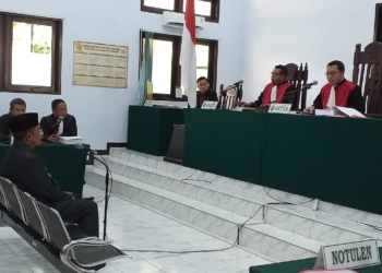 Sidang perdana kasus dugaan pelanggaran Pemilu yang melibatkan Bupati Boalemo, Darwis Moridu digelar di Pengadilan Negeri Tilamuta,