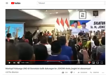 Screenshoot video dukungan salah satu keluarga Sandiaga Uno yang mendukung Capres 01 Joko Widodo.