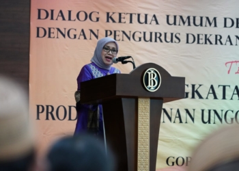 Ketua Dewan Kerajinan Nasional (Dekranas) Mufidah Jusuf Kalla dalam dialog bersama Pengurus Dekranasda se-Provinsi Gorontalo di Kantor BI Gorontalo, Kamis (11/4/2019).