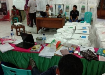 Perhitungan suara yang dilakukan oleh PPK Limboto pada Ahad (21/04/2019) diprediksi bakal berlangsung lama. (Foto Istimewa)