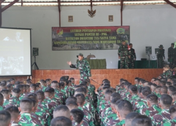 Pelaksanaan Latihan Pratugas Yonif 713/Satya Tama, Senin (6/5/2019).
