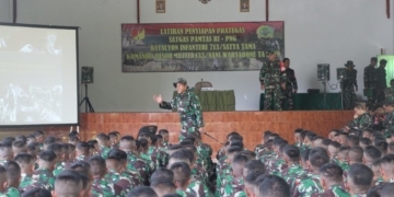 Pelaksanaan Latihan Pratugas Yonif 713/Satya Tama, Senin (6/5/2019).