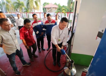 Pihak Pertamina tengah melakukan pengujian tera terhadap SPBU.
