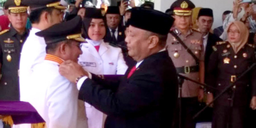 Gubernur Gorontalo, Rusli Habibie melantik Marten Taha dan Ryan Kono, sebagai Walikota dan Wakil Walikota Gorontalo, periode 2019 – 2024, yang d9igelar di Rumah Jabatan Gubernur Gorontalo, Minggu (2/6/2019).