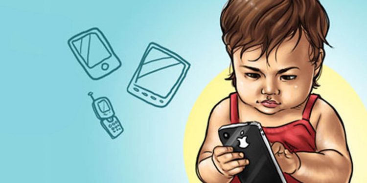 Foto ilustrasi anak menggunakan gadget.