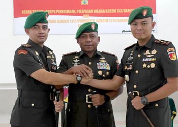 Korem 133/Nani Wartabone dibawah kendali staf personel melantik Letkol Arm Iron Prasetyo, S.Sos. M.Tr (Han), M.I.Pol. sebagai  Dandim 1313/Pohuwato dan Letkol Arm Firstya Andrean Gitrias sebagai Dandim 1314/Gorontalo Utara, di Aula Kusno Danupoyo Korem 133/Nani Wartabone, Minggu (18/8/2019).