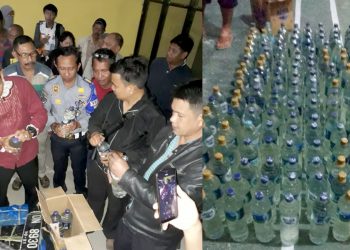 Aparat Polsek Dungingi mengamankan sedikitnya 228 liter cap tikus, yang diseludupkan lewat bus angkutan antar provinsi, Kamis (12/9/2019).