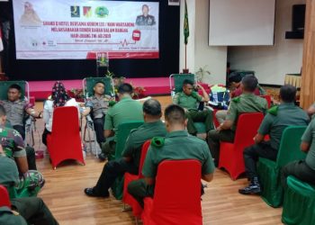 Menyambut peringatan Hari Juang Kartika 2019, Kodim 1304/Gorontalo menggelar donor darah, Rabu (11/12/2019). Kegiatan Donor Darah ini dilaksanakan bekerjasama dengan Hotel Grand Q Kota Gorontalo, dan diikuti oleh 154 Personel TNI dan Polri.