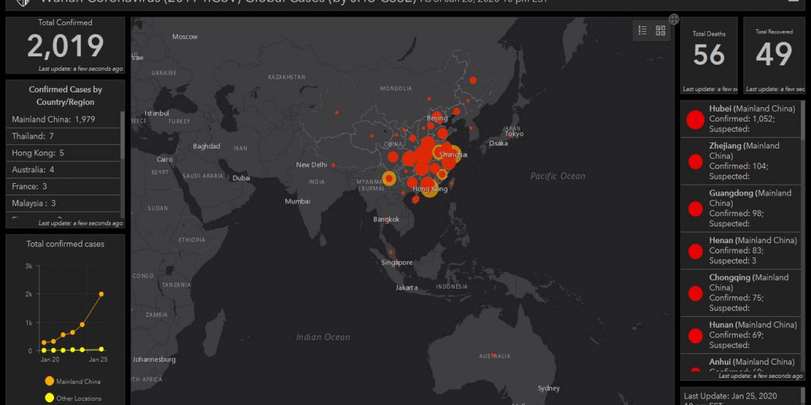 Sreenshot sebaran virus Corona.