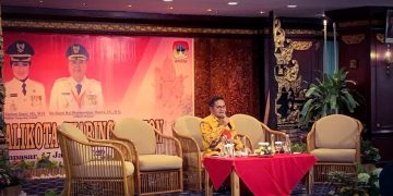 Wali Kota Gorontalo Marten A. Taha, saat menyampaikan materi tentang rencana program kegiatan APEKSI, khususnya Munas APEKSI di Tanggerang Selatan.