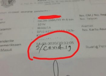 Screenshot foto berupa data pasien yang di duga terjangkit virus corona yang ramai di sosial media.