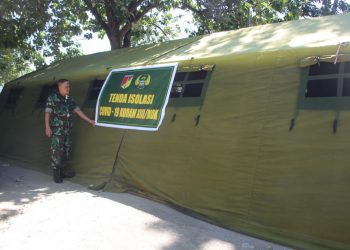 Tenda isolasi pasien Covid 19 yang didirikan oleh Korem 133 Nani Wartabone. Foto: Penerangan Korem Nani Wartabone.