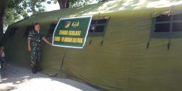 Tenda isolasi pasien Covid 19 yang didirikan oleh Korem 133 Nani Wartabone. Foto: Penerangan Korem Nani Wartabone.