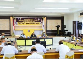 Rapat bersama OPD dan Forkopimda,  terkait penerapan PSBB di Provinsi Gorontalo. Foto: Istimewa.