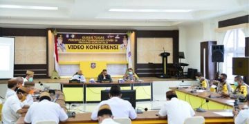 Rapat bersama OPD dan Forkopimda,  terkait penerapan PSBB di Provinsi Gorontalo. Foto: Istimewa.