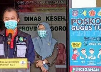dr Triyanto, saat menberikan keterangan pers terkait perkembangan virus corona di Provinsi Gorontalo.