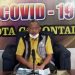 Juru Bicara Penanganan Covid-19 Kota Gorontalo, Abdul Haris Ahmadong, saat memberikan keterangan pers terkait perkembangan virus corona di Kota Gorontalo. Foto: Humas.