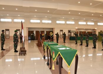 Suasana Sertijab Danrem, yang digelar di Kodam XIII Merdeka, Jumat (8/5/2020). Foto Penerangan Korem.