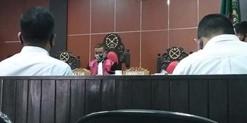 Suasana sidang gugatan praperadilan di Pengadilan Negeri (PN) Limboto, Senin (18/5/2020).