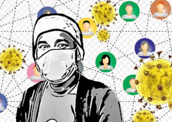 Ilustrasi jejaring corona. jaringan corona