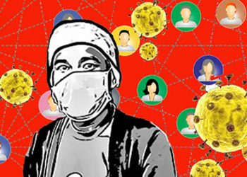 Ilustrasi jejaring corona.