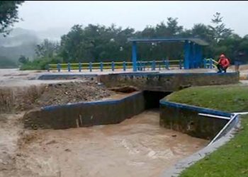 Bendungan Alele di desa Lombongo, Kecamatan Suwawa Barat, Kabupaten Bone Bolango.