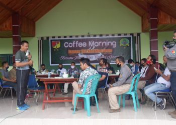 Danrem 133 Nani Wartabone, Brigjen TNI Bagus Antonov, saat Coffe Morning bersama wartawan, yang digelar di Kodim 1304/Gorontalo, Jum'at (10/7/2020).