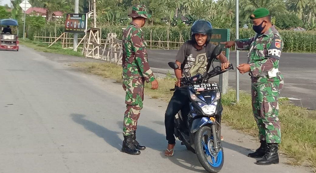 Jajaran Korem 133, Nani Wartabone menggelar kegiatan pendisiplinan protokol kesehatan, Selasa (28 Juli 2020).