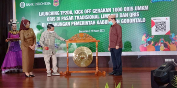 Launching TP2DD Kabupaten Gorontalo yang digelar di aula Kantor Perwakilan Bank Indonesia (KPwBI) Provinsi Gorontalo,  Senin (29/3/2021).