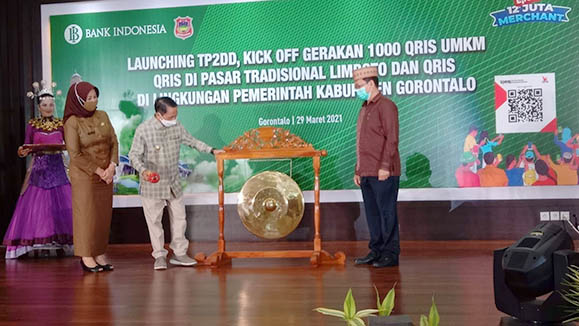 Launching TP2DD Kabupaten Gorontalo yang digelar di aula Kantor Perwakilan Bank Indonesia (KPwBI) Provinsi Gorontalo,  Senin (29/3/2021).