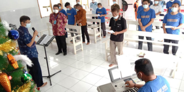 Ibadah perayaan Hari Natal di Lembaga Pemasyarakatan (Lapas) Kelas IIA Gorontalo. Foto: Lukman Polimengo.