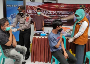Polda Gorontalo menmggelar gebyar vaksinasi presisi. Foto: Tribratanews.