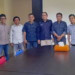 Foto bersama Direktur PT Mimoza Multimedia, Hadi Sutrisno Daud (ke 4 dari sebelah kanan), bersama Komisioner KPID Gorontalo, saat mengadakan kunjungan silaturahmi, Selasa (19/4/2022).