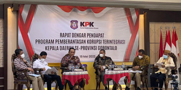 Rapat Dengar Pendapat (RDP) Program Pemberantasan Korupsi Terintegrasi di Aula Rumah Gubernur Gorontalo, pada Kamis (19/5/2022). Sumber foto : Dokumentasi KPK.