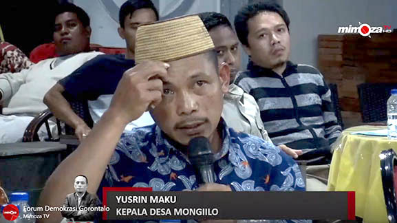 Yusran Maku, Kepala desa Mongiilo, Kecamatan Bulango Ulu, Kabupaten Bone Bolango. Foto : Tangkapan layar tallk show Forum Demokrasi Gorontalo.