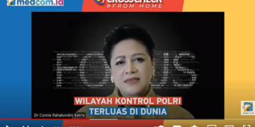 Tangkapan layar Pengamat Pertahanan, Connie Rahakundini dalam dialog di kanal YouTube Medcom.id.