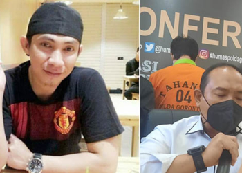 Direktur LBH Limboto, Susanto Kadir (kiri) dan tersangka kasus hibah KONI Kabupaten Gorontalo (kanan).