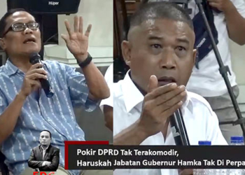 Anggota LSM Yaphara, Rauf Abdul Azis dan Anggota LSM Gerhanam Jabir Tangoi (kemeja putih).
Foto : Tangkapan layar acara Forum Demokrasi Gorontalo.