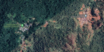 Tangkapan layar peta area pertambangan rakyat di Suwawa, Kabupaten Bone Bolango.