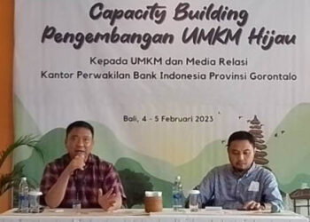kepala kantor Perwakilan Bank Indonesia Provinsi Gorontalo, Dian Nugraha didampingi Deputi, Ridwan Nurjamal, saat merilis berbagai ivent pada Triwulan I tahun 2023 pada klegiatan Kapacity Bulilding di Bali, Sabtu (4/2/2022).