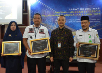 Lapas Pohuwato menerima penghargaan Terbaik III kategori Indikator Kinerja Pelaksana Anggaran (IKPA) tahun 2022. Penghargaan ini diserahkan langsung oleh Kepala Kantor Penyelenggaraan Perbendaharaan Negara (KPPN) Marisa Choirul Anam kepada Kepala Lembaga Pemasyarakatan Pohuwato Irman Jaya melalui Kepala Sub Bagian Tata Usaha Foni Ambo, A.Md.