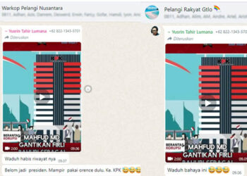 Tangkapan layar unggahan konten video hoaks di WhatsApp Grup, Mahfud MD gantikan Firli Bahuri sebagai Ketua KPK.