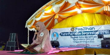 Penampilan salah satu peserta pada ajang Pemilihan Putra Putri Islam Berprestasi (PPIB) 2023. Foto : Lukman Polimengo/mimoza.tv.