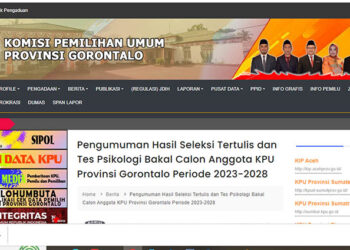 Tangkapan layar web KPU Provinsi Gorontalo.