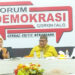 Program acara talk show Forum Demokrasi Gorontalo yang menghadirkan dua nara sumber, Rusli Habibie dan Ida Syahidah yang digelar oleh Mimoza Tv pada Minggu (9/4/2023).